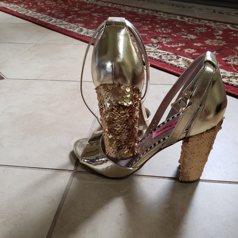 Gold sequins sandals.  SOLD SOLD SOLD